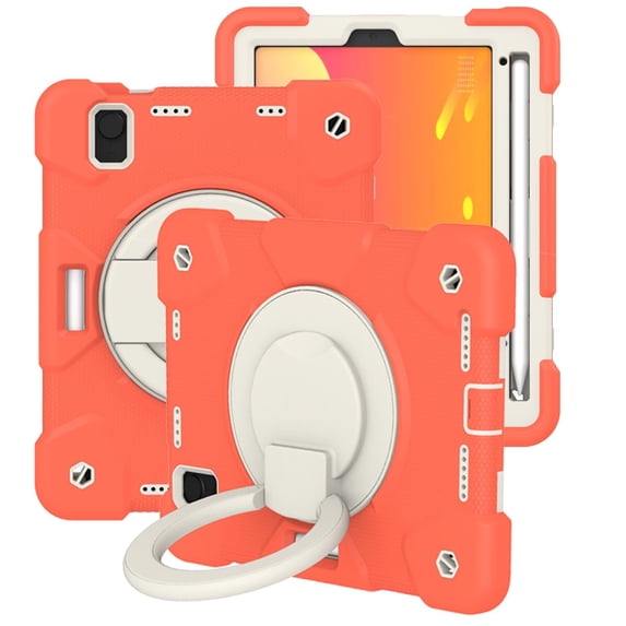 Allytech iPad mini 6th Gen Kids 8.3" Shoulder Strap Kickstand Heavy Duty Rugged Protective Tablet Case with Pencil Holder, Orange