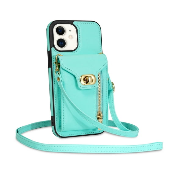 Allytech iPhone 11 6.1" Case, PU Leather Stand Lanyard 6 Cards Slots 1 Cash Pocket Metal Buckle Shockproof Protective Wallet Phone Case Cover for Apple iPhone 11 - Mint