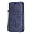 thumbnail image 1 of Allytech iPhone 11 Case (6.1"), Slim Fit PU Leather Folio Butterfly Embossed Shockproof Wrist Hand Strap Flip Cards Holder Wallet Case TPU Back Cover for Apple iPhone 11, Blue, 1 of 8