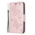 thumbnail image 1 of Allytech iPhone 11 Case (6.1"), Slim Fit PU Leather Folio Butterfly Embossed Shockproof Wrist Hand Strap Flip Cards Holder Wallet Case TPU Back Cover for Apple iPhone 11, Pink, 1 of 8