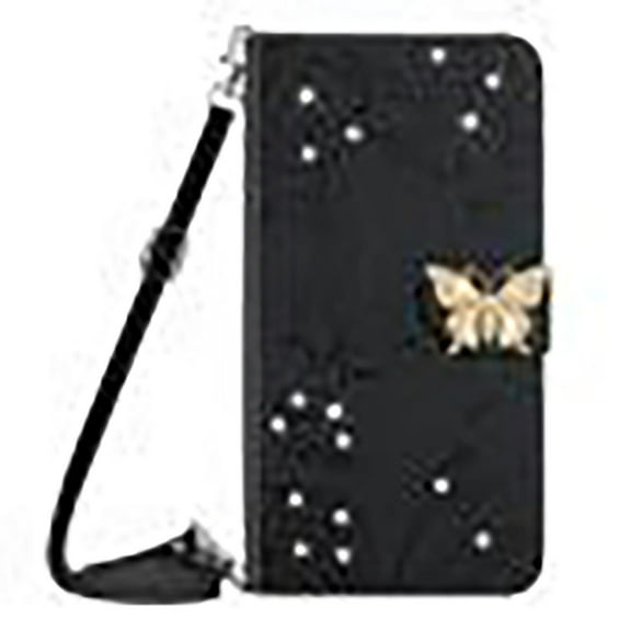 Allytech iPhone 11 Case,Diamond Butterfly Embossed Wallet Flip PU Leather Magnetic Card Slots Flip Magnetic Shockproof  Cover for iPhone 11 6.1 inch,Black