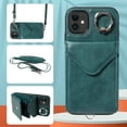 thumbnail image 1 of Allytech iPhone 11 Case with Ring Holder & Shoulder Strap, Retro PU Leather Cards Slots Kickstand Detachable Lanyard Shockproof Wallet Case Cover for Apple iPhone 11 - Green, 1 of 14