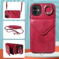 thumbnail image 1 of Allytech iPhone 11 Case with Ring Holder & Shoulder Strap, Retro PU Leather Cards Slots Kickstand Detachable Lanyard Shockproof Wallet Case Cover for Apple iPhone 11 - Red, 1 of 1
