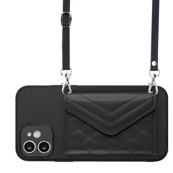 Allytech iPhone 11 Case Wallet with Shoulder Strap, Luxury Back Cover for Girls Women PU Leather Shockproof Cards Holder Stand Magnetic Closure Phone Case for Apple iPhone 11, Black