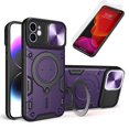 thumbnail image 1 of Allytech iPhone 11 Mangetic Case + 1 Pcs Tempered Glass Screen Protector, Compatible Magsafe Car Mount Ring Kickstand Holder Shockproof Case for Apple iPhone 11 6.1" - Purple, 1 of 10