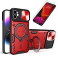 thumbnail image 1 of Allytech iPhone 11 Mangetic Case + 1 Pcs Tempered Glass Screen Protector, Compatible Magsafe Car Mount Ring Kickstand Holder Shockproof Case for Apple iPhone 11 6.1" - Red, 1 of 10