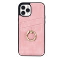 thumbnail image 1 of Allytech for iPhone 11 Pro 5.8 Inch Slim Case with Card Holder Ring Kickstand Dual Layer Leather Credit Card Slots Protective Shockproof Cover for iPhone 11 Pro,Pink, 1 of 9