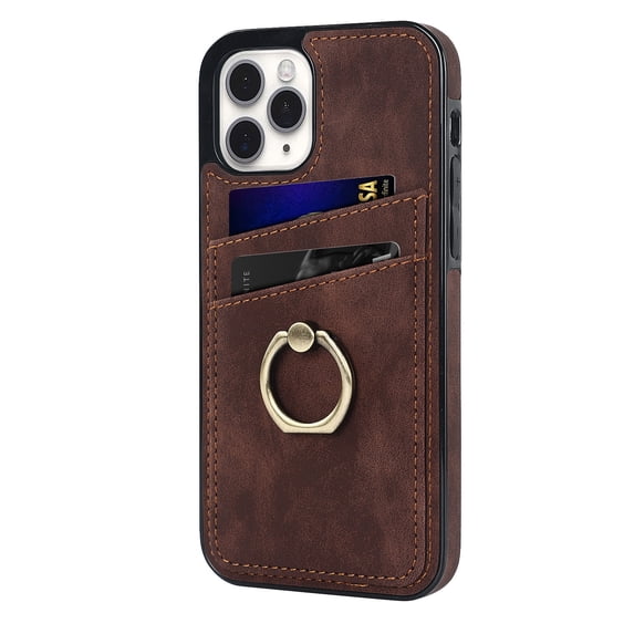 Allytech iPhone 11 Pro Max 6.5 inch Slot Case,PU leather+TPU Ultra Slim with Card Slot Metal Kickstand Shockproof Case for iPhone 11 Pro Max 6.5 inch,Coffee
