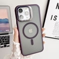 thumbnail image 1 of Allytech for iPhone 11 Pro Max Case with Camera Kickstand - Camera Cover with 9H HD Tempered Glass - Compatible with MagSafe - Slim Shockproof Translucent Anti-Fingerprint Matte Back Cover, Darkpurple, 1 of 9
