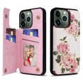 thumbnail image 1 of Allytech iPhone 11 Pro Max Case with Card Holder, Stylish Flower with Glitter Bling Rhinestone Stand Shockproof Slim Fit Bumper Wallet Case for Apple iPhone 11 Pro Max - Rose, 1 of 7