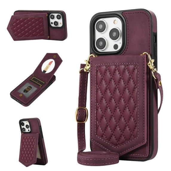 Allytech for iPhone 11 Pro Max Case, Crossbody Wallet Case PU Leather with RFID Blocking Card Holder Kickstand Magnetic Closure Inner Mirror Case for iPhone 11 Pro Max 6.5" 2019, Red