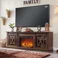 thumbnail image 1 of T4TREAM 70" Fireplace TV Stand for TVs up to 80 Inches, Farmhouse Entertainment Center with Adjustable Storage Shelves for Living Room, Brown, 1 of 8