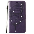 thumbnail image 1 of Allytech iPhone 11 Pro Max Leather Wallet Case Embossed Butterfly Pattern with Diamond Decoration Card Slots Kickstand Shockproof Purse Case For iPhone 11 Pro Max,Purple, 1 of 5