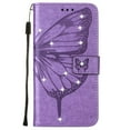 thumbnail image 1 of Allytech iPhone 11 Pro Max Leather Wallet Case Embossed Butterfly Pattern with Diamond Decoration Card Slots Kickstand Shockproof Purse Case For iPhone 11 Pro Max,Lightpurple, 1 of 5