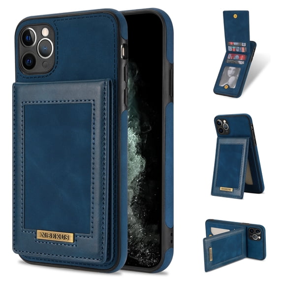 Allytech for iPhone 11 Pro Max Wallet Case, Protective Case with Credit Card Holder Slim PU Leather Anti-Slip Shockproof Case for iPhone 11 Pro Max 6.5 inch 2019, Blue