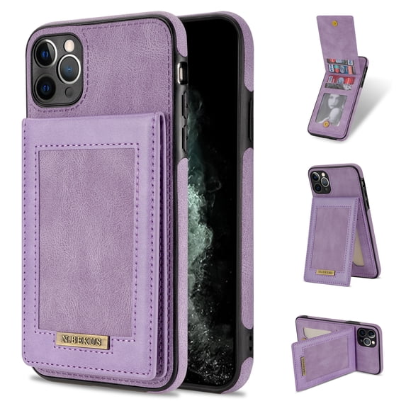 Allytech for iPhone 11 Pro Max Wallet Case, Protective Case with Credit Card Holder Slim PU Leather Anti-Slip Shockproof Case for iPhone 11 Pro Max 6.5 inch 2019, Purple