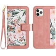 thumbnail image 1 of Allytech iPhone 11 Wallet Case, Chic Flower Pattern PU Leather Shoulder Strap Hand Wrist Cards Holder Stand Protective Flip Folio Cover for Girls Women Phone Case for Apple iPhone 11 - Pink, 1 of 14