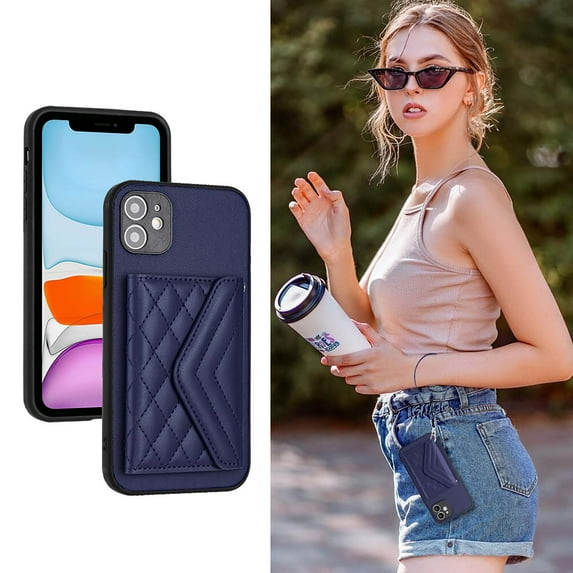 Allytech iPhone 11 Wallet Case with Hand Wrist, PU Leather RFID Blocking Cards Slots Shockproof Stand Feature Bumper Magnetic Closure Slim Shell Phone Case for Apple iPhone 11, Blue
