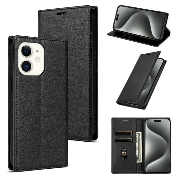 Allytech iPhone 11 Wallet Case, Premium PU Leather RFID Blocking Cards Holder Flip Cover Stand Shockproof Anti-Scratch Phone Case for Apple iPhone 11 - Black