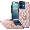 thumbnail image 1 of Allytech iPhone 12 Case with Finger Ring, 360° Rotatable Ring Holder Kickstand Luxury Premium PU Leather Non-Slip Shockproof Business Women Men Phone Cases Covers for Apple iPhone 12 6.1", Rosegold, 1 of 8