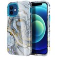thumbnail image 1 of Allytech iPhone 12 Case with Screen Protector, iPhone 12 Pro Case, Heavy Duty Protection Shockproof Rugged Hybrid Case Silicone Hard PC Back Cover for Apple iPhone 12 / iPhone 12 Pro, Blue Marble, 1 of 1