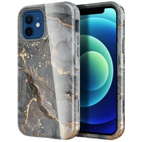 Allytech iPhone 12 Case with Screen Protector, iPhone 12 Pro Case, Heavy Duty Protection Shockproof Rugged Hybrid Case Silicone Hard PC Back Cover for Apple iPhone 12 / iPhone 12 Pro, Gray Marble