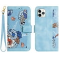thumbnail image 1 of Allytech iPhone 12 Case Wallet, iPhone 12 Pro Wallet Case, Chic Flower Pattern Shoulder Strap Hand Wrist PU Leather Cards Holder Stand Protective Flip Folio Cover for Girls - Blue, 1 of 14