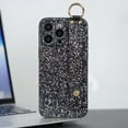 thumbnail image 1 of Allytech iPhone 12 Case with Wristband & Ring Holder, Bling Glitter Design TPU Back Cover for Girls Women Stand Feature Shockproof Anti-Scratch Phone Case for Apple iPhone 12 - Black, 1 of 11