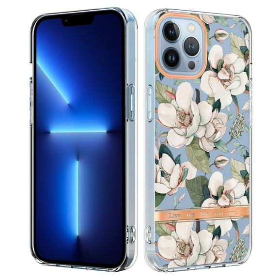 Allytech iPhone 12 Case, iPhone 12 Clear Case, Flower Series Crystal Clear Back Cover TPU Rubber Shockproof Scratch Resistant Protection Case Cover for Apple iPhone 12, White Flower