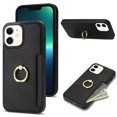 thumbnail image 1 of Allytech iPhone 12 Case, iPhone 12 Pro Case with Ring Holder, Premium PU Leather Cards Holder Kickstand Slim Fit Shell Shockproof Drop Protection Wallet Case Cover for Apple iPhone 12/ 12 Pro-Black, 1 of 1