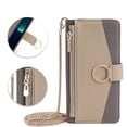 thumbnail image 1 of Allytech iPhone 12 Case, iPhone 12 Pro Wallet Case, Zipper Pocket Detachable Metal Shoulder Strap Cards Holder Stand Flip Magnetic Closure Wallet Phone Cases for Apple iPhone 12/ 12 Pro - Gray, 1 of 7
