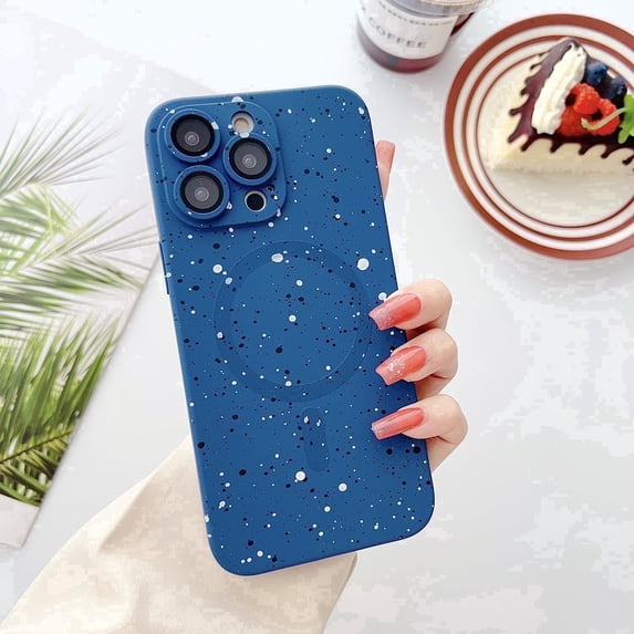 Allytechgroup Shockproof Fleck Design Shell Cell Phone Case for Apple iPhone 12, Blue