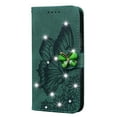 thumbnail image 1 of Allytech iPhone 12 Mini Case(5.4 inch 2020), Glitter Shiny Butterfly Rhinestone PU Leather Wrist Strap Flip Kickstand Carrying Case with Magnetic Closure for Apple iPhone 12 Mini 2020, Green, 1 of 5
