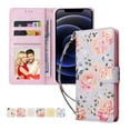 thumbnail image 1 of Allytech for iPhone 12 Mini Wallet Case, RFID Blocking PU Leather Magnetic Closure Case with Wrist Strap Card Slots Soft TPU Bumper Case for Apple iPhone 12 Mini 5.4" 2020, Pink Rose, 1 of 6