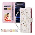 thumbnail image 1 of Allytech for iPhone 12 Mini Wallet Case, RFID Blocking PU Leather Magnetic Closure Case with Wrist Strap Card Slots Soft TPU Bumper Case for Apple iPhone 12 Mini 5.4" 2020, Small Floral, 1 of 6