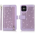 thumbnail image 1 of Allytech iPhone 12 Pro Case/ iPhone 12 Case with Zipper Wallet, Bling Glitter Multiple Credit Cards Slots Wallet Case Cover with Zipper Detachable Strap Case for Apple iPhone 12/ 12 Pro, Purple, 1 of 7