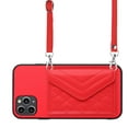 thumbnail image 1 of Allytech iPhone 12 Pro Case Wallet with Shoulder Strap, Luxury Back Cover for Girls Women PU Leather Shockproof Cards Holder Stand Magnetic Closure Phone Case for Apple iPhone 12 Pro, Red, 1 of 9