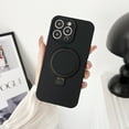 thumbnail image 1 of Allytech for iPhone 12 Pro Max 6.7" Case Ring Stand, Liquid Silicone Compatible with Magsafe Wireless Charging Support Anti-Scratch Bumper Shockproof Phone Case for Apple iPhone 12 Pro Max - Black, 1 of 8