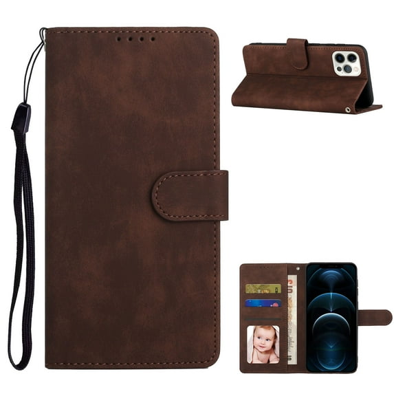 Allytech for iPhone 12 Pro Max 6.7 inch Case, Wallet Flip Protective Case with Card Slots Holder Stand Wrist Strap Magnetic Closure PU Leather Case for iPhone 12 Pro Max 2021, Coffee