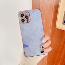 Allytech for iPhone 12 Pro Max 6.7 inch Stylish Slim Case,Shockproof Luxury Marble Texture Glossy Plating TPU Lightweight Fit Phone Cover.For iPhone 12 Pro Max,Purple