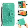 thumbnail image 1 of Allytech iPhone 12 Pro Max Case 6.7", Handmade Flip Folio Wallet Case with Card Pockets and Detachable Wrist Strap Magnetic Button Kickstand Embossed Floral Case for iPhone 12 Pro Max 2020, Green, 1 of 8