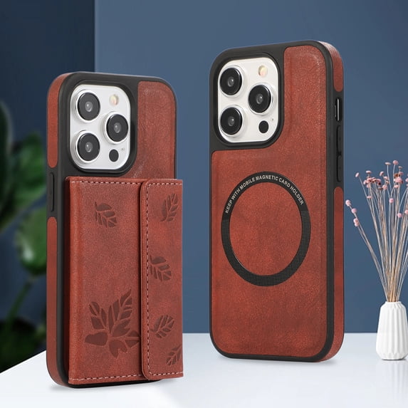 Allytech iPhone 12 Pro Max Case with Detachable Magnetic Cards Holder, 2 In 1 Wallet Case Stylish Stand Compatible with Magsafe Shockproof Wallet Mangetic Cover for Apple iPhone 12 Pro Max - Winered