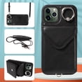 thumbnail image 1 of Allytech iPhone 12 Pro Max Case with Ring Holder & Shoulder Strap, Retro PU Leather Cards Slots Kickstand Detachable Lanyard Shockproof Wallet Case Cover for Apple iPhone 12 Pro Max - Black, 1 of 14