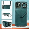 thumbnail image 1 of Allytech iPhone 12 Pro Max Case with Ring Holder & Shoulder Strap, Retro PU Leather Cards Slots Kickstand Detachable Lanyard Shockproof Wallet Case Cover for Apple iPhone 12 Pro Max - Green, 1 of 14