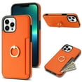 thumbnail image 1 of Allytech iPhone 12 Pro Max Case with Ring Holder, Slim Fit Cards Holder Cash Pocket Protective PU Leather TPU Shell Wallet Phone Case for Apple iPhone 12 Pro Max - Orange, 1 of 8