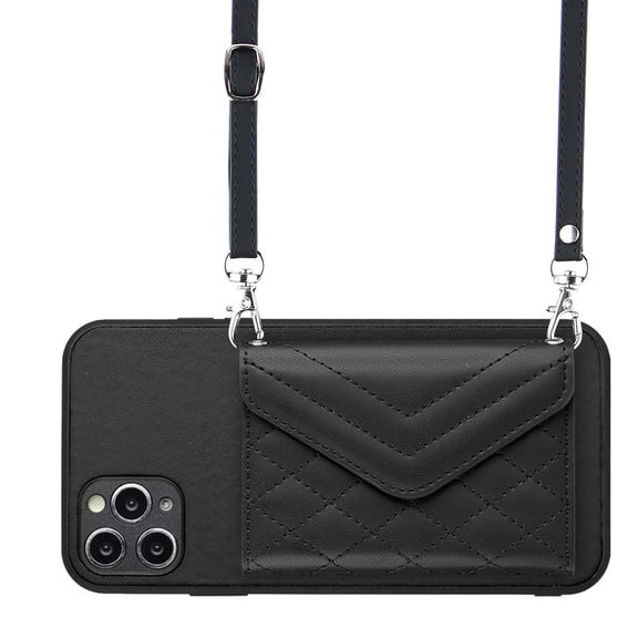 Allytech iPhone 12 Pro Max Case Wallet with Shoulder Strap, Luxury Back Cover for Girls Women PU Leather Shockproof Cards Holder Stand Magnetic Closure Phone Case for Apple iPhone 12 Pro Max, Black