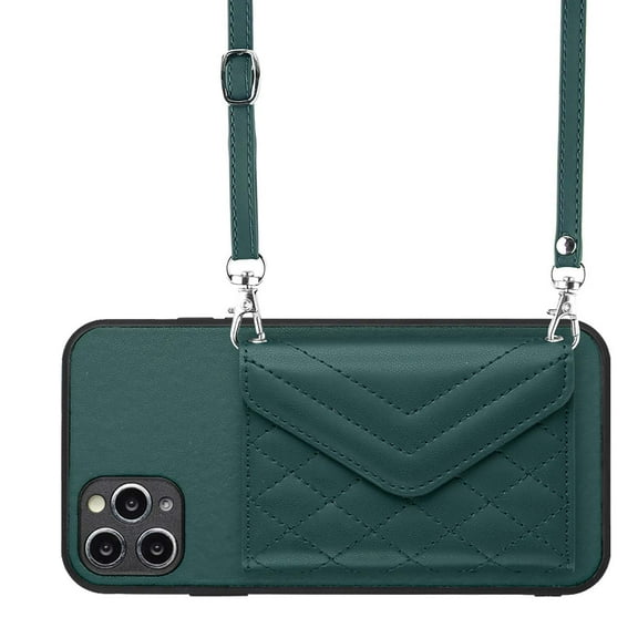 Allytech iPhone 12 Pro Max Case Wallet with Shoulder Strap, Luxury Back Cover for Girls Women PU Leather Shockproof Cards Holder Stand Magnetic Closure Phone Case for Apple iPhone 12 Pro Max, Green