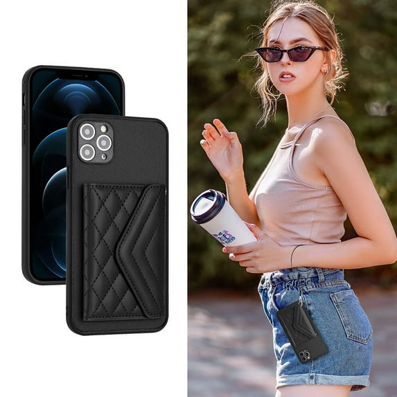 Allytech iPhone 12 Pro Wallet Case with Hand Wrist, PU Leather RFID Blocking Cards Slots Shockproof Stand Feature Bumper Magnetic Closure Slim Shell Phone Case for Apple iPhone 12 Pro, Black