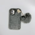 thumbnail image 1 of Allytech iPhone 12 mini Case 5.4-inch, Cute Girly Soft Warm Faux Fur with Heart Ball Protective Shockproof Case for Girls Women Cover for Apple iPhone 12 mini, Gray, 1 of 4