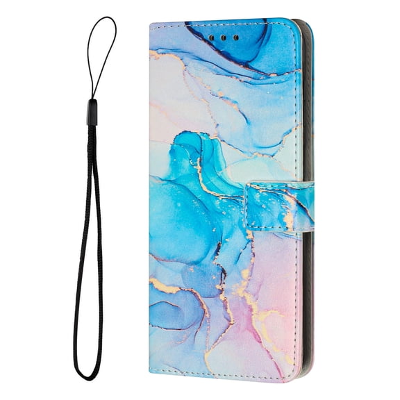 Allytech For iPhone 13 6.1 inch Card Slots Case,Stylish Painted Marble PU Leather Flip Wallet Holder 360 Protection Shockproof Cover with Detachable Wrist Strap.For iPhone 13,Green